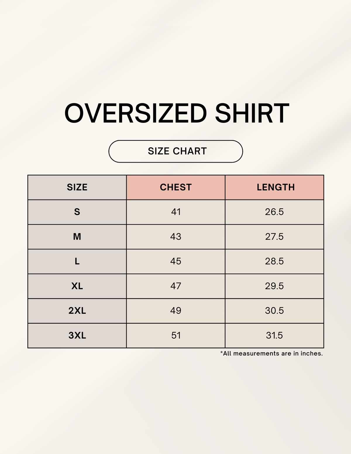 Size chart